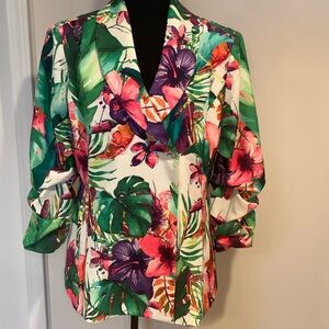 Never Worn Sassy Jones Gabriella Blazer - White Paradise Palm Size Medium